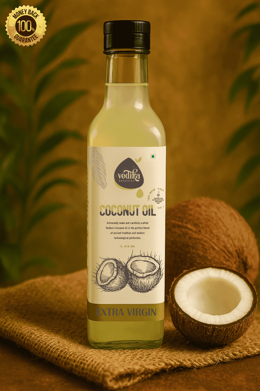 Vedika Organics Extra Virgin Coconut Oil (1 litre)