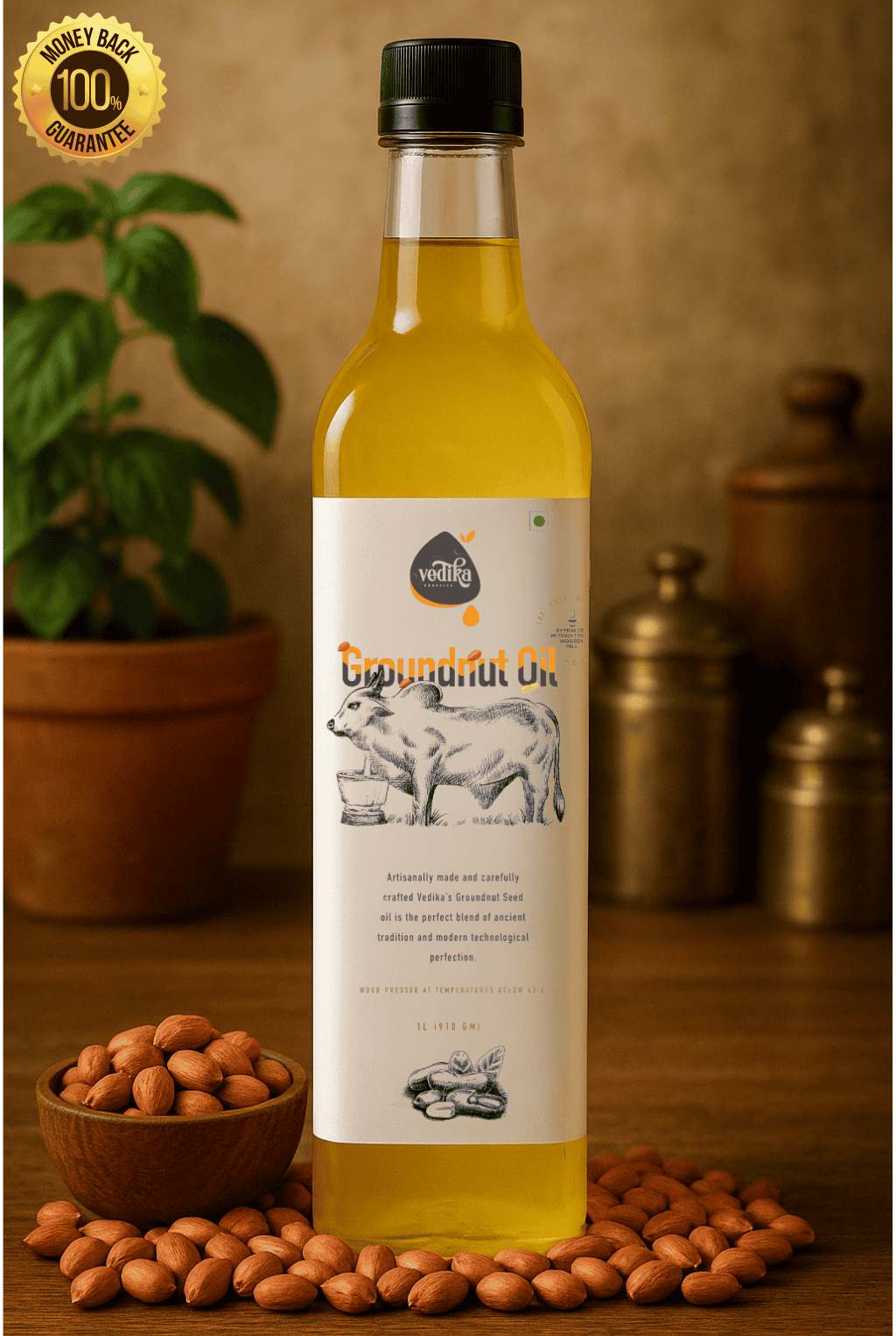 Vedika Organics Extra Virgin Groundnut Oil (1 litre)